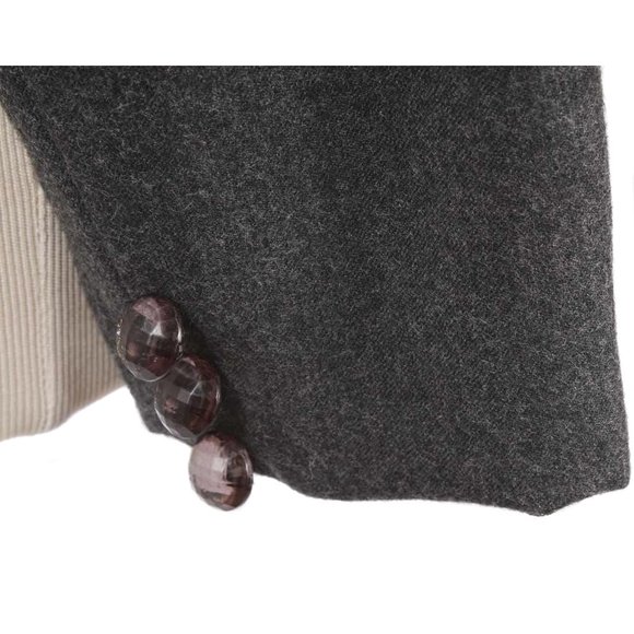 Vintage HOWARD WOLF Gray 100% Wool Black Trimmed Blazer Jacket Size 4 - Picture 5 of 6